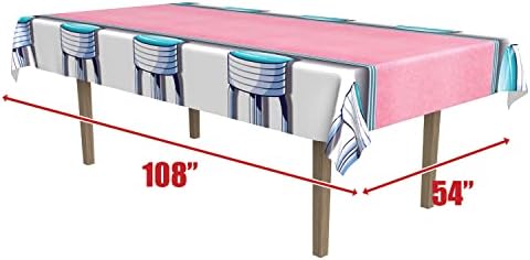 Beistle Soda Shop Stools Tablecover 50s Decor