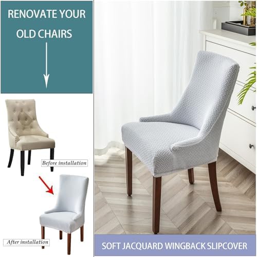 Wingback Chair Cover Stretch Slipcover with Arm 2PCS