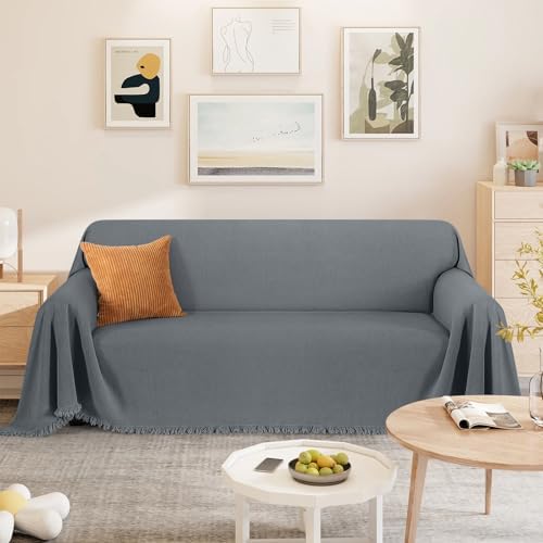 TAOCOCO Sofa Slipcover with Tassels 71x134 Dark Grey