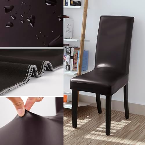 YISUN Dining Chair Covers 4 Pack Deep Coffee