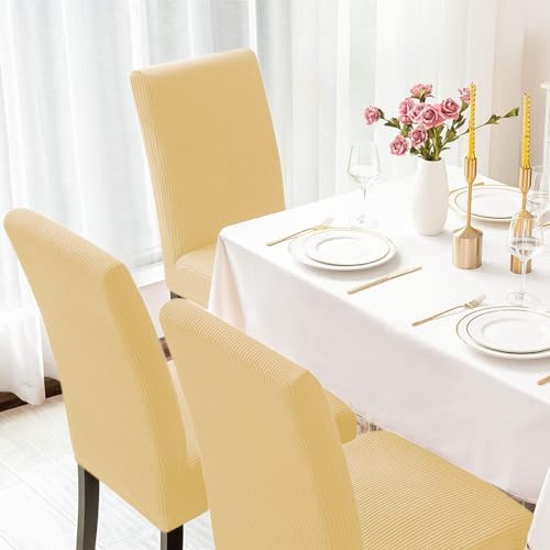Aertiavty Dining Chair Covers Set of 6 Light Yellow
