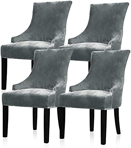 Lellen Velvet Stretch Wingback Chair Cover 4PC