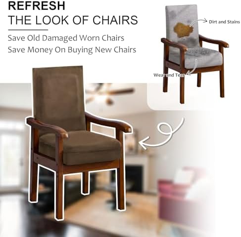 NICEEC Brown Spandex Chair Covers Set of 2