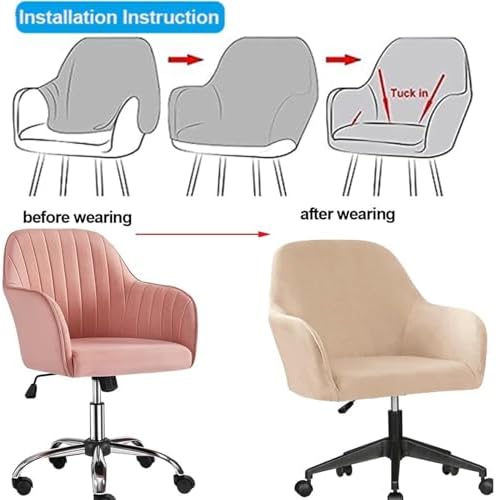 Velvet Office Chair Slipcover with Arms for Home and Kitchen