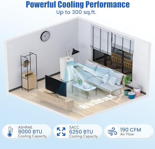 COSTWAY 9000 BTU Portable AC with Fan Dehumidifier