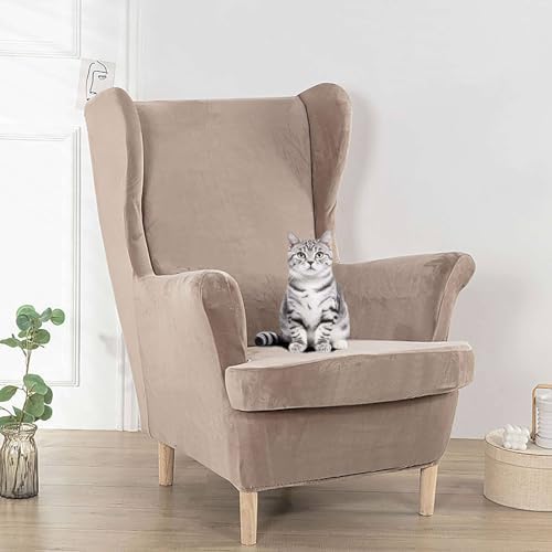 Velvet Wingback Chair Cover 2 Pack - Taupe