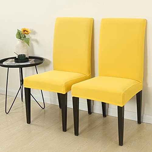 Chickwin 4 Pack Yellow Stretch Dining Chair Covers