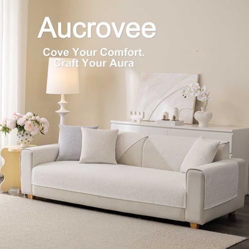 Soft Waterproof Chenille Sofa Cover 36x82 White