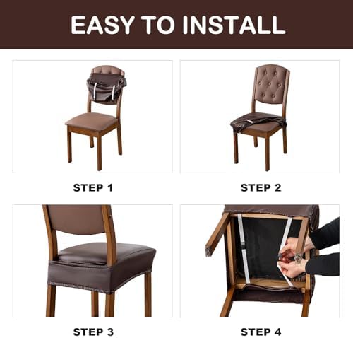YUEANG Waterproof Dining Chair Seat Covers Set of 4 Beige