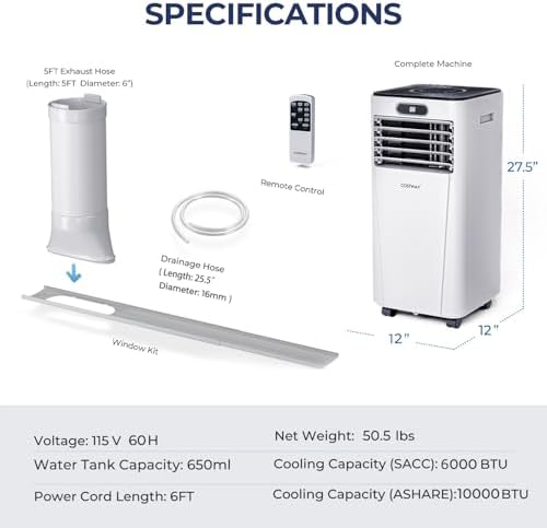 COSTWAY 10000BTU Portable Air Conditioner with Drying and Sleep Mode