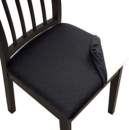 Waterproof Seat Cushion Covers 6PCS Black Stretch Jacquard