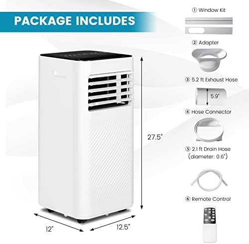 PETSITE 8000 BTU Portable AC Unit with Dehumidifier and Sleep Mode