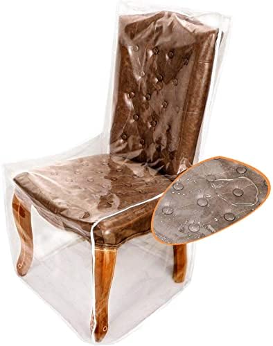 Clear PVC Dining Chair Covers with Backrests Set of 2