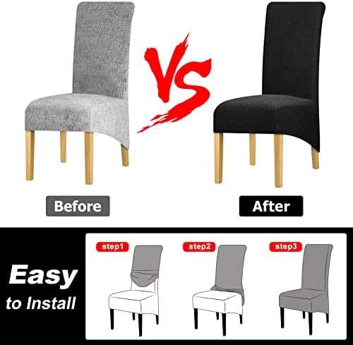 Lellen Oversize Dining Chair Covers Set of 4 Black