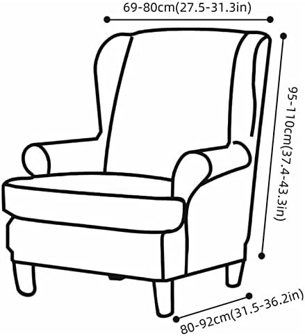 Stretch Wingback Chair Slipcover 2-Piece Design for Full Protection
