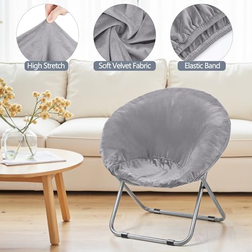 Velvet Stretch Saucer Chair Cover for Indoor and Outdoor Use
