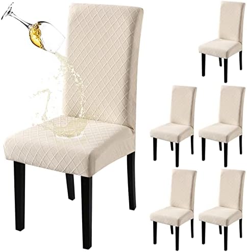 Waterproof Dining Chair Covers 6 Pack Beige