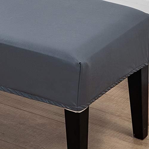Tookie Bench Cover Waterproof PU Leather Stretch Slipcover for Dining Benches Grey