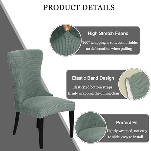 Stretch Wingback Chair Slipcover Set of 2 Light Green