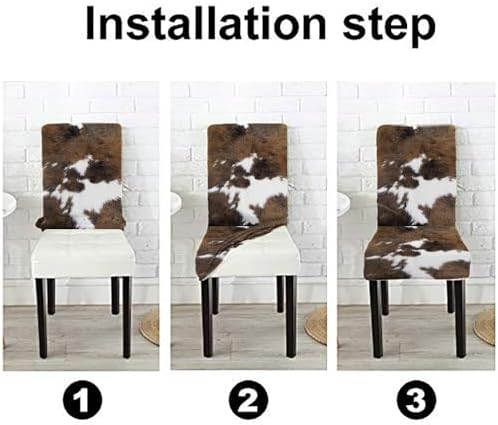TOMWISH Dining Chair Covers Set of 4 Cowhide Print Spandex
