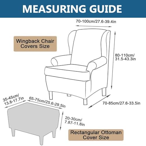 Stretch Wingback Chair Cover Set 2 Piece