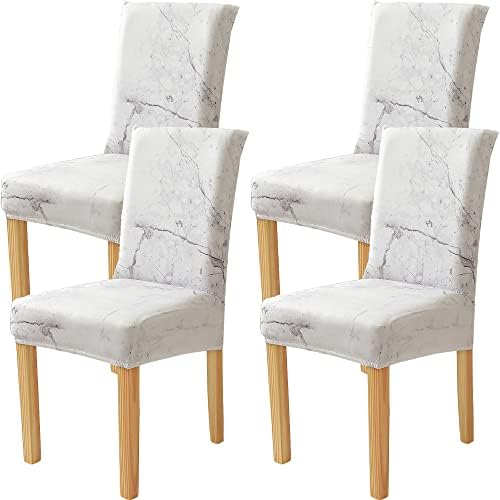 Marble Pattern Dining Chair Covers Set of 4 Stretch Slipcovers