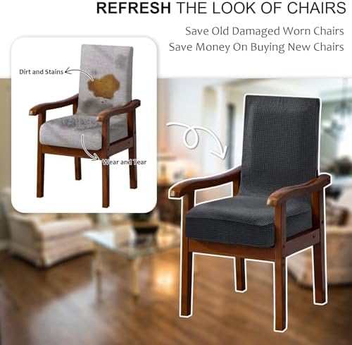 NICEEC Universal Deep Grey Arm Chair Covers Set of 2 with Zipper
