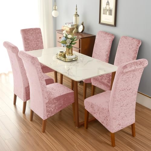 Velvet Stretch High Back Dining Chair Covers Set of 4