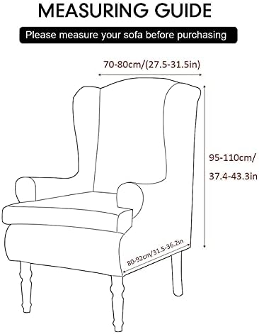 Velvet Wingback Chair Slipcover 2 Piece Set