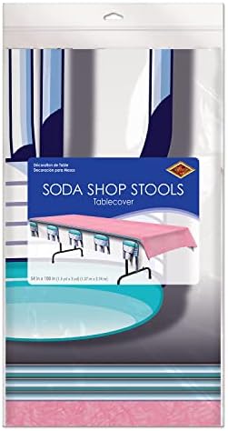 Beistle Soda Shop Stools Tablecover 50s Decor