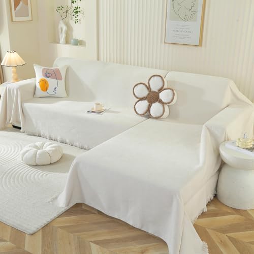 OstepDecor Sectional Couch Covers 2 Pieces Beige