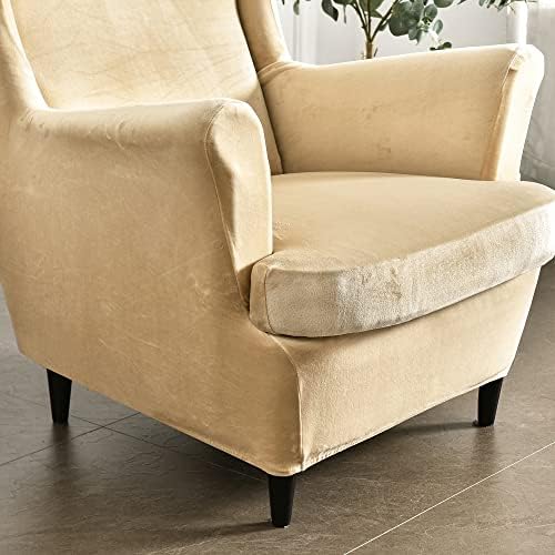 MIFXIN 2 Piece Velvet Wingback Chair Slipcover Set
