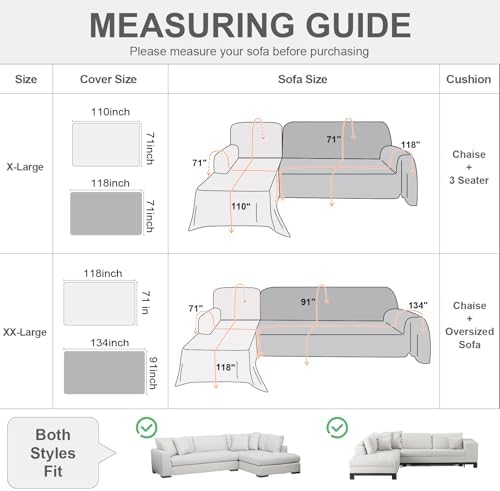 OstepDecor Sectional Couch Covers 2 Pieces Beige