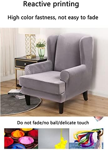 YOPOIY 2 Piece Wingback Chair Cover - Grey