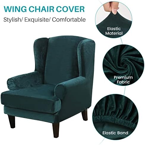 MIFXIN Velvet Stretch Wingback Chair Slipcover Set