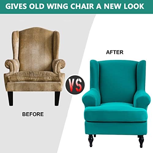 YOPOIY 2 Pieces Wingback Chair Slipcover Purple