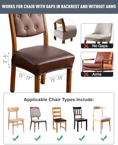 Genina 6-Piece Dining Chair Covers Set Waterproof PU Leather