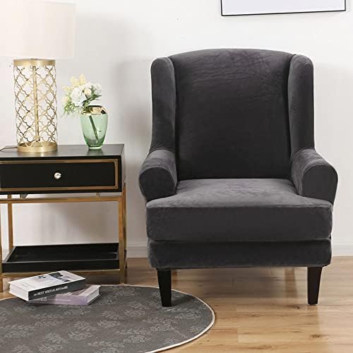 YOPOIY 2 Piece Wingback Chair Cover - Grey