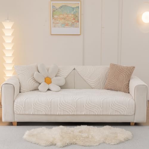 Solid Soft Couch Cover Washable White 36x82