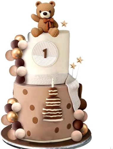 JeVenis Brown Bear Cake Decoration Set