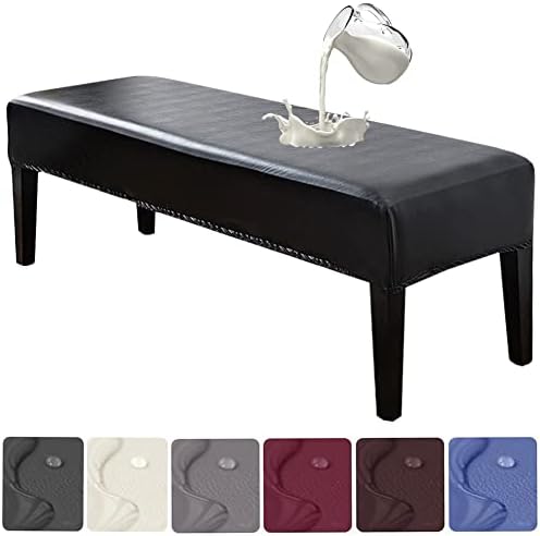HFCNMY Bench Cover for Dining Room - Waterproof PU Slipcover in Black