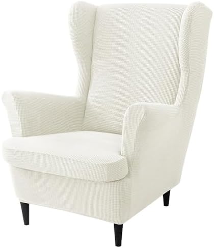 Chickwin Stretch Wingback Chair Slipcover White 2 Piece