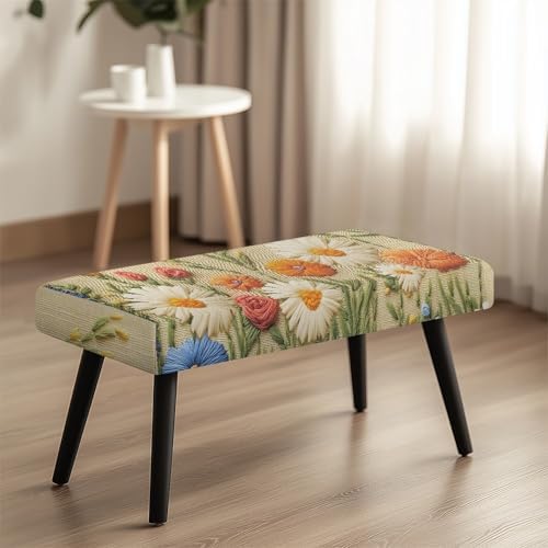 Floral Dining Bench Cover with Elastic Slip Resistant Material