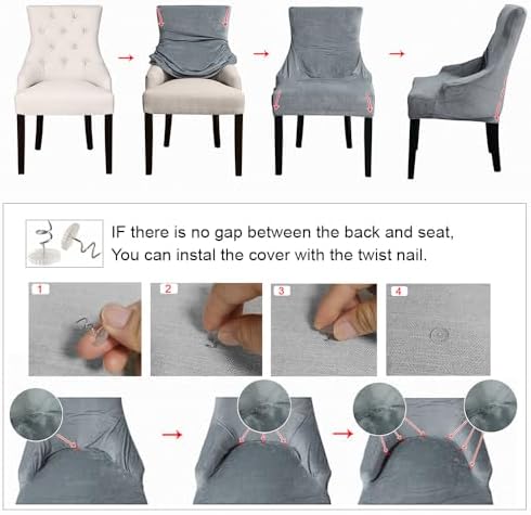 Lellen Wingback Chair Covers - 4PCS Reed Leaf Pattern