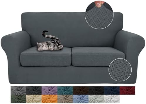 JIVINER 3 Piece Stretch Sofa Covers for 2 Cushion Couch