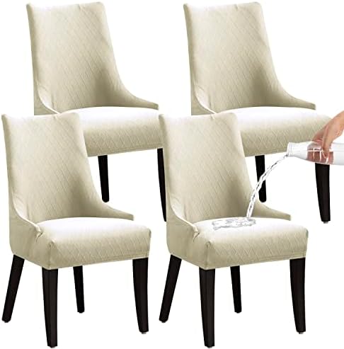 Wingback Chair Covers Reusable Set of 4 Beige