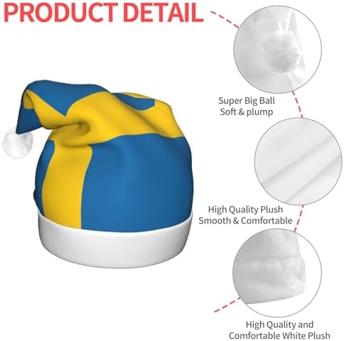 Swedish Flag Christmas Hat with LED Lights