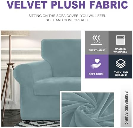 ZNSAYOTX Velvet Sofa Slipcover 4 Piece for 3 Cushion Couch