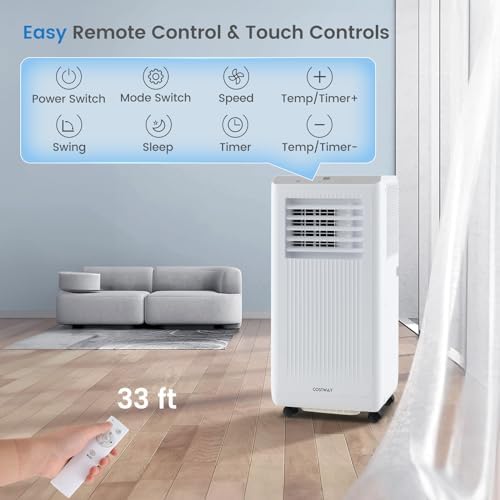 COSTWAY 8000 BTU Portable AC Unit with Remote and Digital Display