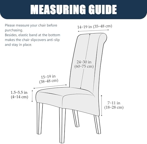Velvet Stretch High Back Dining Chair Covers Set of 4